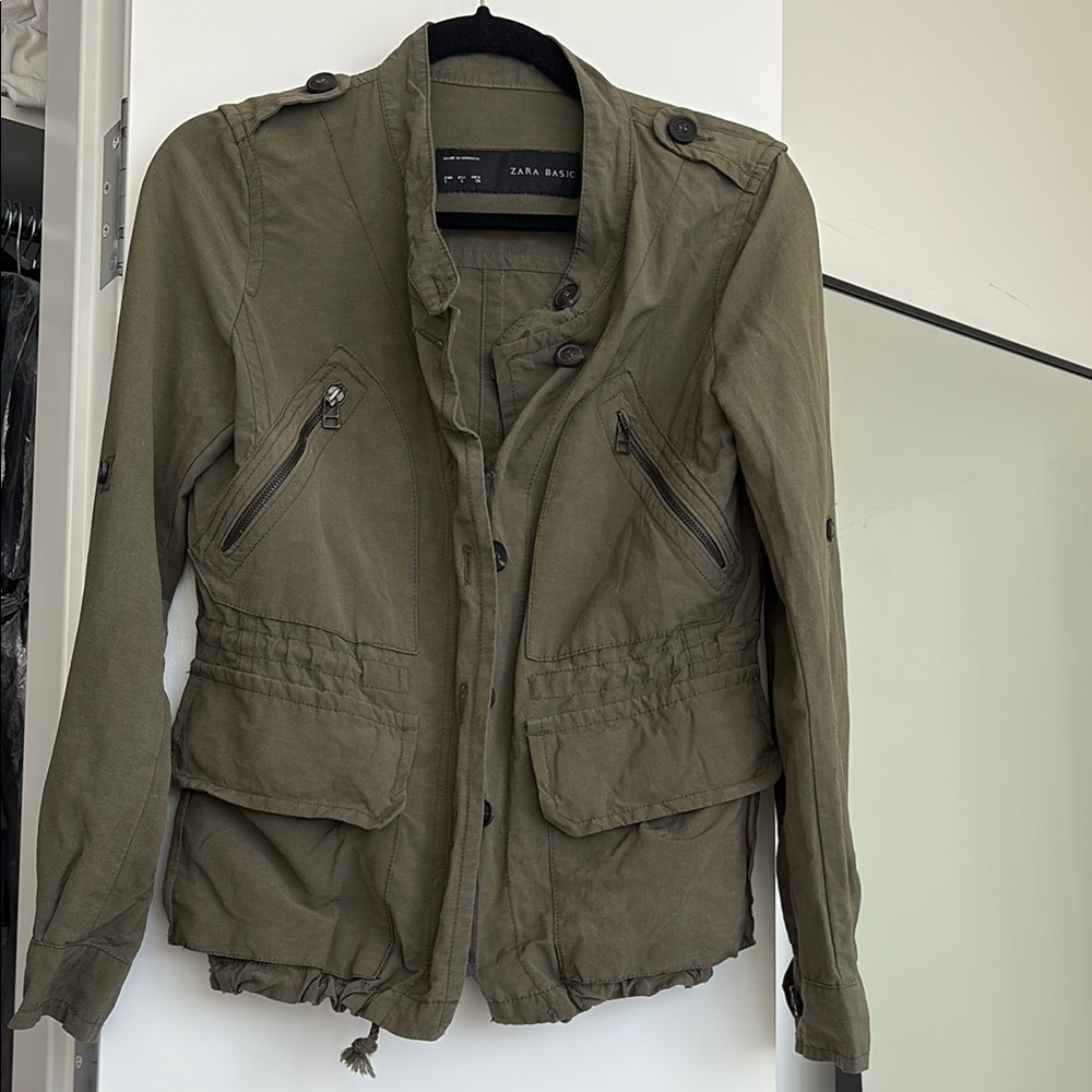 Zara Basic Olive Green Military Jacket